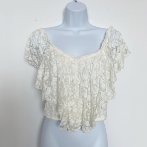 Forever 21 Tops - NWT Lace Off the Shoulder Boho Crop Top